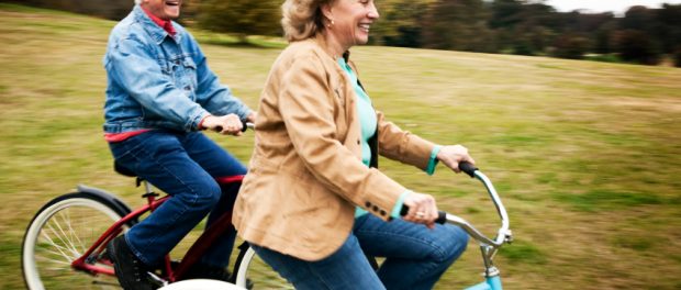 Seniors on bikes.